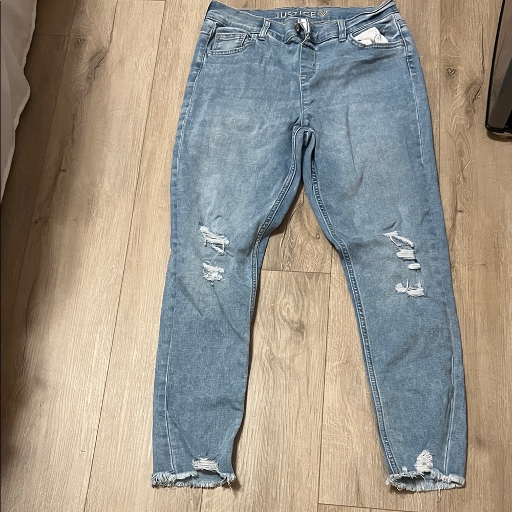 Justice girls Light Blue Distressed jeggins